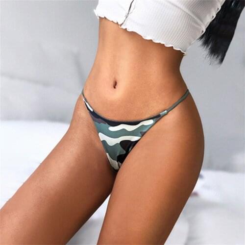 3Pc/sets Camouflage Underwear Womens Sexy Comdy Breathable Underpants Comfort Low-Rise Soft T-Back G-String Panties Female