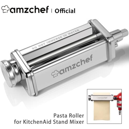 Amzchef DT-A-0 Pasta Roller Pasta Maker Machine Attachment for KitchenAid Stand Mixer, 8 Thickness settings, 304 Stainless Steel