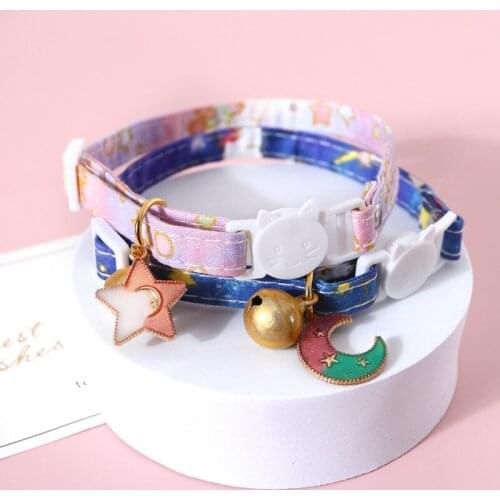 Free Pet Collar Cat Collar With Bell Safety Moon Pendant Puppy Pet Neck Strap Cute Adjustable Pet Neck Ring Pet Supply Hot Sale