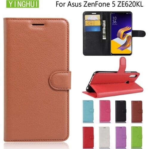 YINGHUI For Asus ZenFone 5 Ze620KL Case Luxury Wallet PU Leather Cover Phone Case For Asus Zenfone 5 ZE620KL 6.2 inch