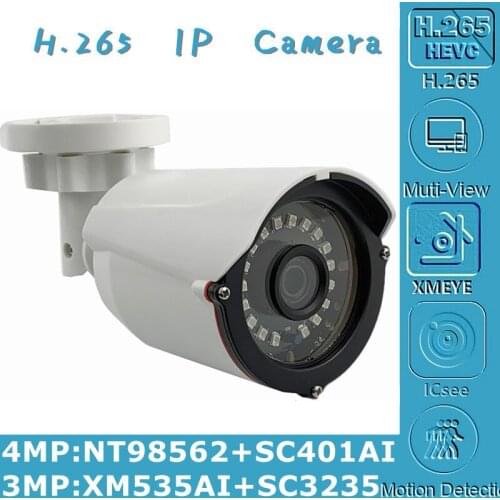4/3MP IP Bullet Camera NT98562+SC401AI 2560*1440 XM535AI+SC3235 2304*1296 H.265 Onvif VMS XMEYE 18 LEDs IRC P2P Radiator