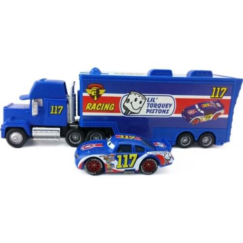 Disney Newest Pixar Cars Lightning Mcqueen 2pcs No.117 Torquey Pistons Mack Uncle Truck + Small Car Diecast Metal Model Car Toys