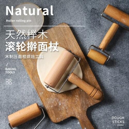 Double-headed Wooden Rolling Pin Hand-held Solid Wood Flour Stick Baking Utensil Roller-top Stick Rolling Pin/ Ceramic Tools