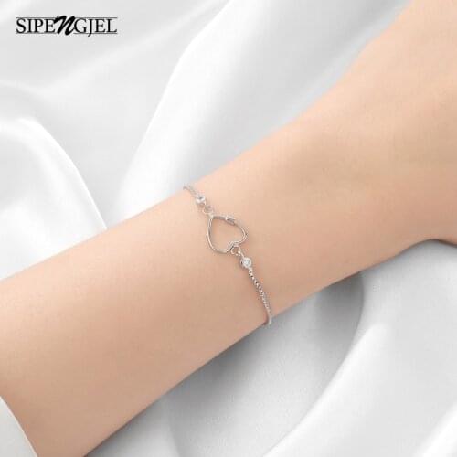 Fashoin Cubic Zircon Small Geometric Heart Bracelet Open Adjustable Charm Bracelet For Women Jewelry