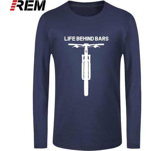 REM long sleeve tee Life Behind Bars Mountain Bike Fashion White Cycle Rider Biker Brand Clothing Hiking Motor Men Tops