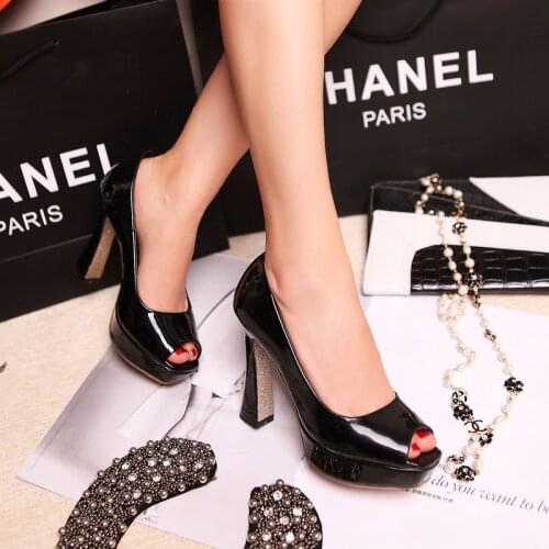 JETT DRAGON Womens Sandals Summer The New Fashion Fish Mouth Open Toe Thick Heel High Heel Womens Shoes Black White Red Size 8