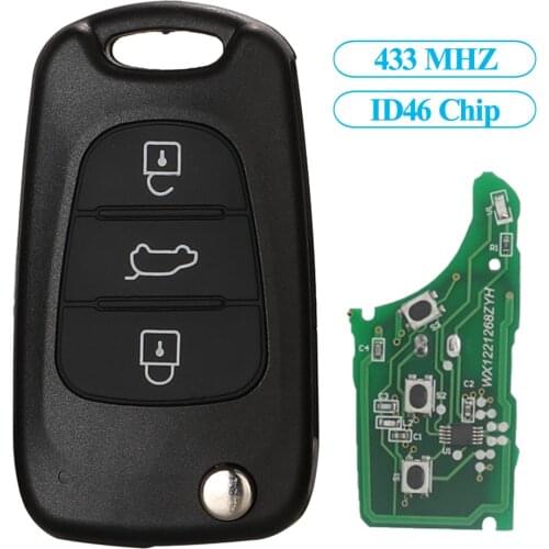 Jingyuqin Remote Flip Car Key Case Shell Fit For Kia K2 K5 Sportage Hyundai I20 I30 IX35 Avante 433Mhz ID46 Chip 3 Buttons