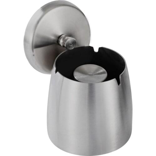 Outdoor Indoor Stainless Steel Ashtray with Lid Cover Windproof Rainproof Non-Slip Cigarette Tray Box for Office Home