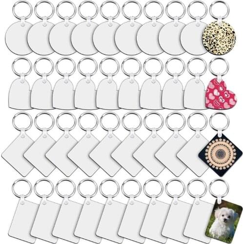 MDF Sublimation Blank Keychain with Key Ring DoubleSide Printed Heat Transfer Keychain for ChristmaValentine Graduation Present