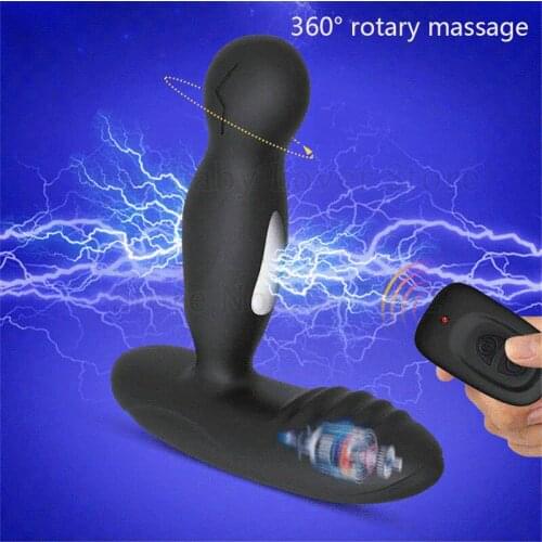 Remote Control vibrator Electric Shock Male Prostate Massager 360° Rotation Vibrating Anal Plug Stimulator Anal Sex Toys For Men
