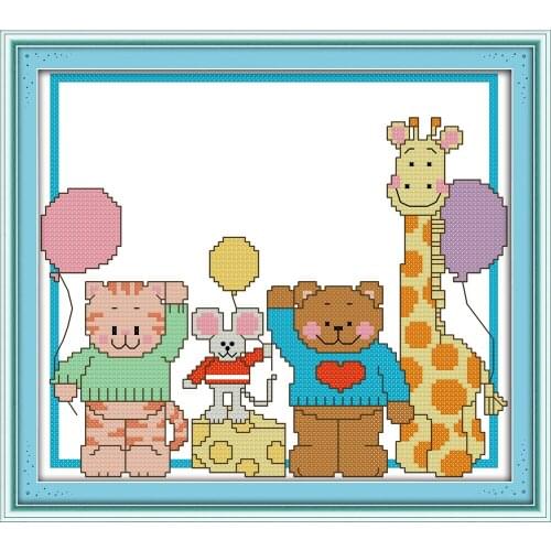 The small animals cross stitch kit aida 14ct 11ct count printed canvas stitches embroidery DIY handmade needlework