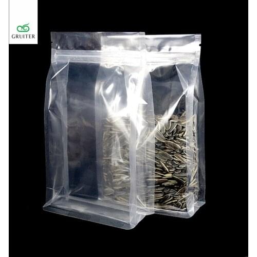 Wholesale Top Quality 100 Full Clear Glossy Mylar Bags Flat Bottom Stand Up Zip Lock Bags PE/PA Thick 18x28+8cm(7x11+3in)