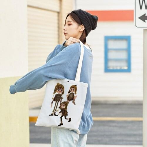 New Ladies Hand Bags 2021 Casual Tote Bag Large-capacity Shoulder Bag Cartoon Painted Handbag Velour Canvas Bags Bolsa Feminina