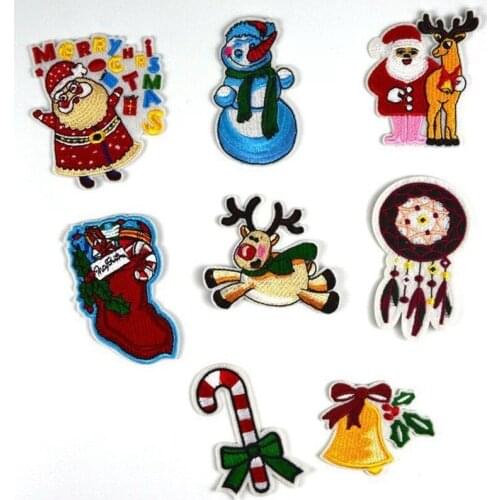 Christmas Elk Dreamnet Patch for Clothing Iron on Embroidered Sew Applique Cute Patches Santa Claus Badge DIY Apparel Accessory