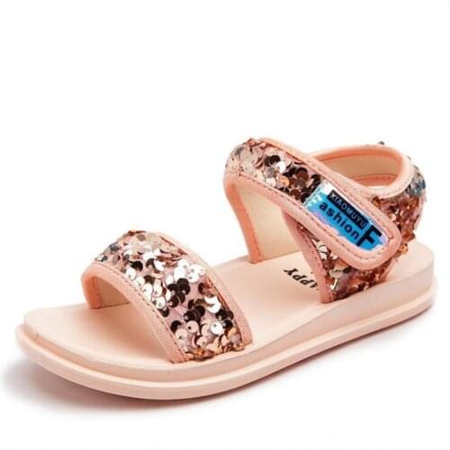 Girls Sandals Gladiator Sequins Soft Childrens Beach Shoes Kids Summer Sandals Princess Shoes 4-10 Years Casual Sneakers