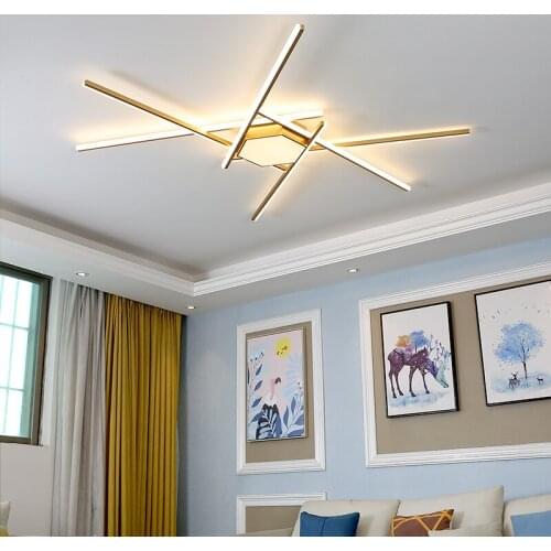 Modern Gold Led Chandelier with Spotlight Hanging Ceiling Lamp Decoration for Living Dining Room Kitchen Foyer Indoor Fixtures