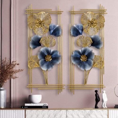 Creative Ginkgo Biloba Two New Chinese Wall Pendant Living Room Background Wall Porch Metal Wall Decoration