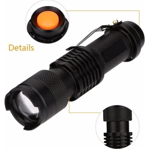 Shockproof XP-E LED Flashlight torch zoomable Adjustable Focus Lantern Portable Penlight outdoor Camping flashlight