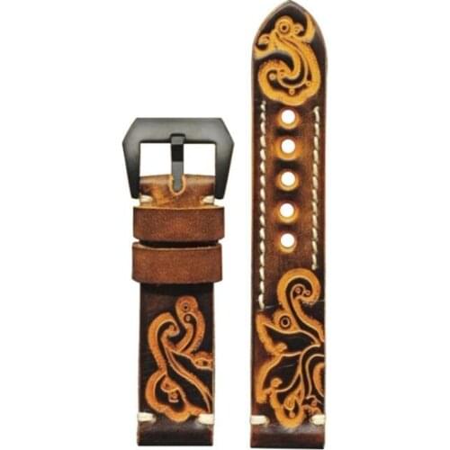 Vintage embossed strap handmade watch strap 18 20 22mm 24mm leather watch band