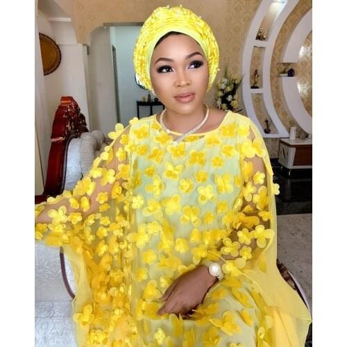 High quality African Embroidered Mesh Lace Fabric 3D Flower Tulle Lace Fabric 2020 New French Mesh Lace Fabric For Dress 1Yard