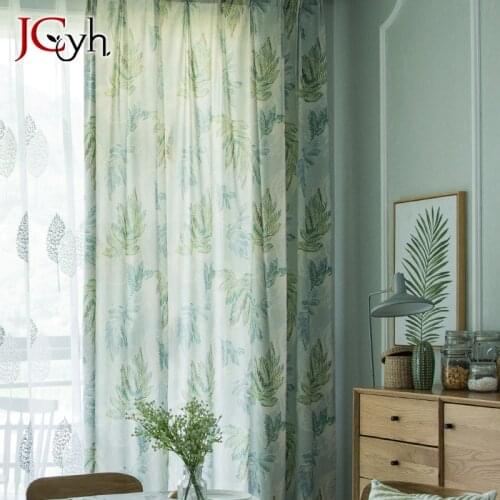 American Village Style Curtains For Living Room Window Curtain Rideaux Leaves Short Kitchen Curtains Cortinas Ready Made 70