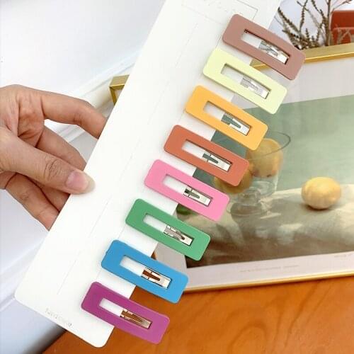 Pink Coffee Blue Purple Yellow Green Hollow Rectangle Acrylic Barrettes Headwear For Women Hairgrips Hairpins Hair Clips