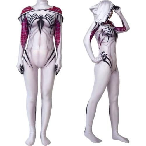 Women Girls Venom Gwen Stacy Cosplay Costume Zentai Superhero Bodysuit Suit Jumpsuits