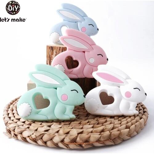 Baby Toys Silicone Rabbit Pendant 1PC Silicone Sweet Rabbit DIY Baby Jewelry Making DIY Handmade Silicone Baby Teether Rattles