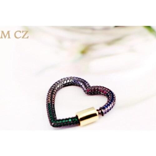 3PCS, Heart Shape CZ Spiral Screw Clasp Connector Pendant High Quality Clasp Lock Fit Necklace Jewelry Accessories