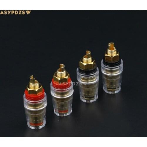 4 PCS Crystal Transparent Stud Copper-plated speaker terminal Audio amplifier Posts 8mm Banana jack