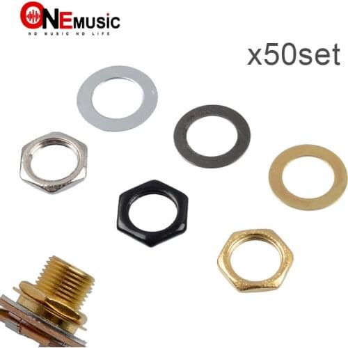 50 Sets 9mm Electric Bass Guitar Nut Washer For Input Output Jack,M9 Bass Guitar Socket Nut Gasket Silver Gold Black For Choose