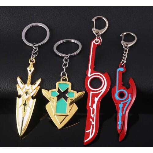 Game Xenoblade Chronicles 2 KeyChain MONADO Pyra Mythra Sword Rex Core Chaveiro Metal Key Chain For Men Car Keyring Jewelry Gift