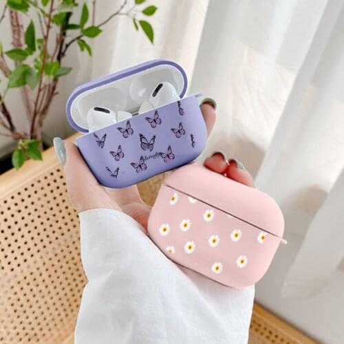For AirPods Case Flower Matte Silicone Wireless Charging Earphone Cases For Airpods Pro 3 Airpod Air Pods Butterfly Cover Funda