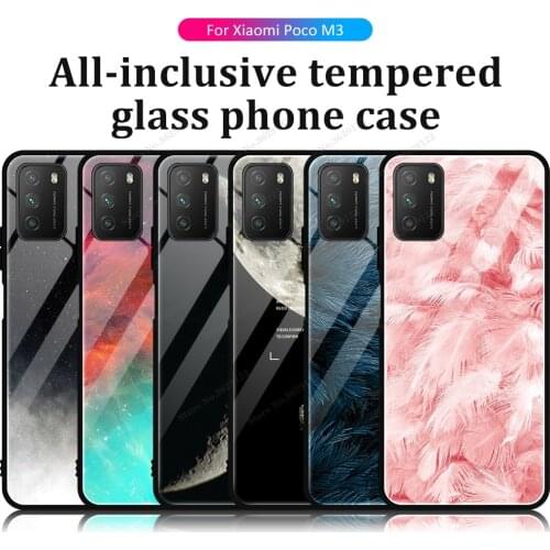 Case For POCO M3 Case Gradient Color Tempered Glass Cover For Xiaomi POCO M3 POKO M3 Pocophone M3 Shockproof Coques