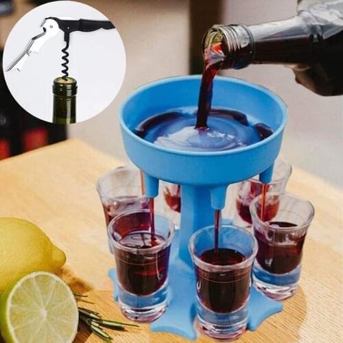 6 Shot Glass Dispenser Holder Fill 6 Glasses at the Same Time Convenient Fast-Suitable For Party Christmas Cocktail Parties