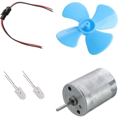 DIY Kits 6-9V Wind Turbine Micro Motor/ Mini Blue Leaf Paddle/ Diodes/ Cables