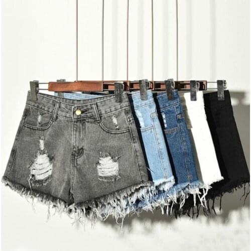 New Fashion Sexy Women High Waist Jeans Causal Ripped Hole Denim Jeans Shorts Fraying Edges Short Pants Plus Size 6XL