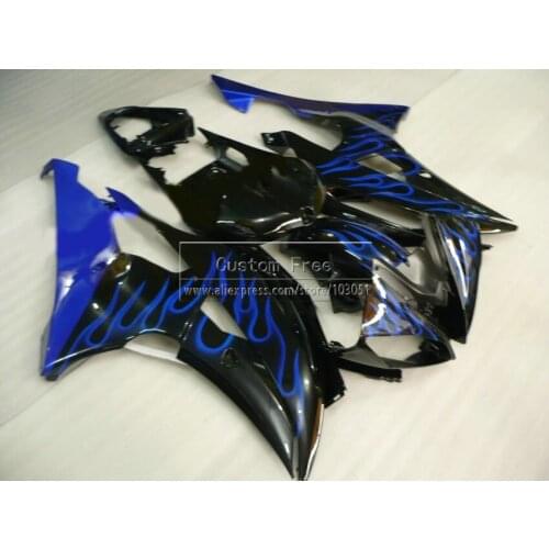 Injection mold new motorcycle fairing kit For YAMAHA YZF R6 2008 2009-2014 YZFR6 blue flames black 08-12 13 14 fairings set JL68