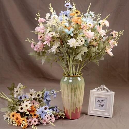 5pcs/lot Faux Flowers Simulation 5 Fork Dahlia Branch for Wedding Flower Arrangement Home Garden Decoration Fake Flower Wreath