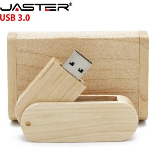 JASTER USB 3.0 flash drive 4GB 8GB 16GB 32GB 64GB Swivel Maple USB Stick Pendrive and Wood Box Over 5pcs Free Custom Logo