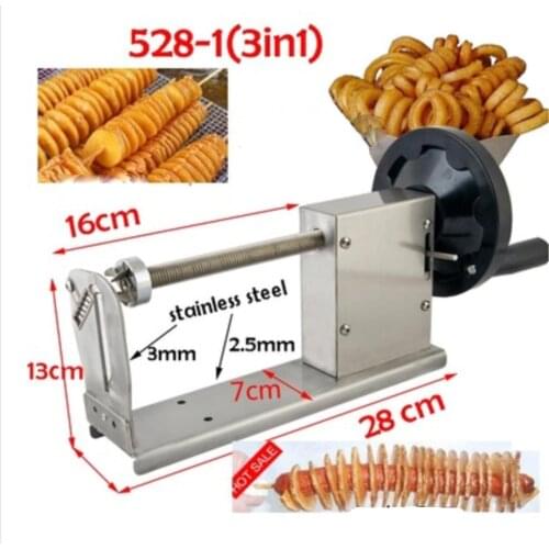 Commercial Manual Spiral Potato Chips Curly Fries Twist Hot Dog Cutter Slicer