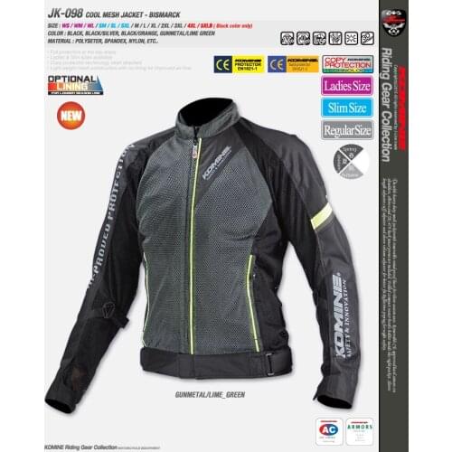 Komine JK-098 Black Green Jackets Motorbike Street Moto Rider Motorcycle Motocross With Protector
