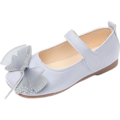 Girls' Leather Shoes 2021 Autumn New Princess Shoes British Style Korean Soft Bottom Fashion All-match Flat Peas Shoes Bow-knot