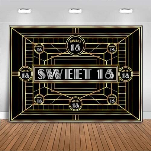 Sweet 16 Backdrop for Photography Happy 16th Birthday Party Decoration Supplies Children Background for Photo Studio Props