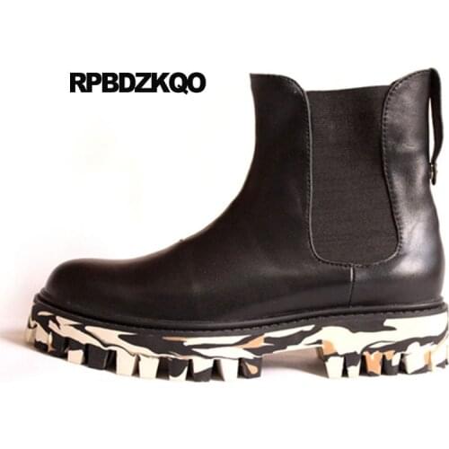Platform Ankle Boots High Sole Shoes Men Chelsea Thick Soled Chunky Non Slip Full Grain Leather Plus Size Casual Autumn Fall