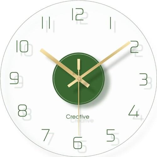 Nordic Art Simple Glass Wall Clock Living Room Mute Quartz Hanging Clock Modern Design Home Decor