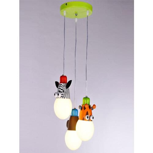 Novelty LED White Bulb Ceiling Lights Cartoon Animal Monkey Zebra Giraffe Children Kids Bedroom Room Lamps Hang Pendent Light