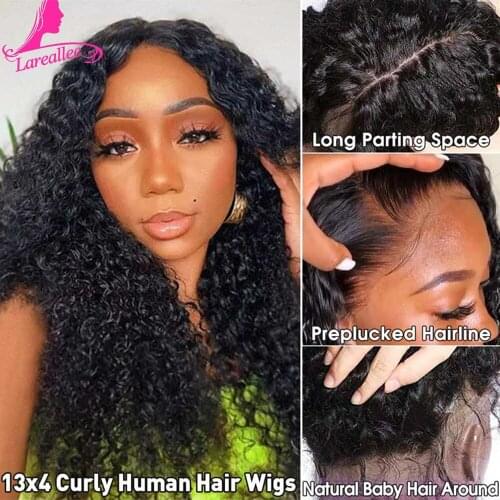 Lace Front Wigs Human Hair Pre Plucked Brazilian Kinky Curly 13x4 Lace Frontal Wig with Baby Hair for Black Women 150% Density