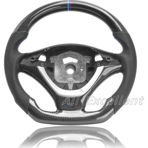 Carbon Fiber & Perforated Leather for BMW X6 Steering Wheel with Silver+Carbon Fiber Tirm