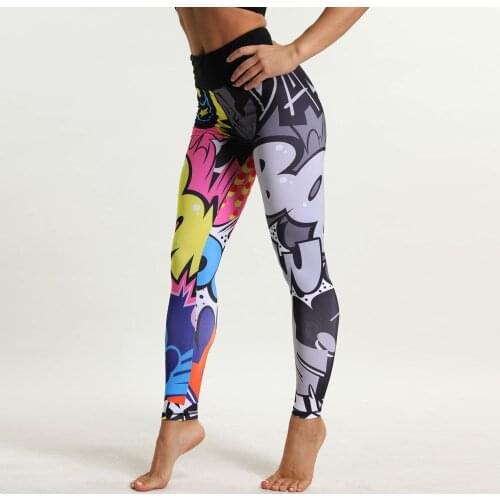 Cartoon Painted Yoga Pants Graffiti Fitness Push Up Leggings Sport Women Seamless High Waist Workout Gym Sports Leggings